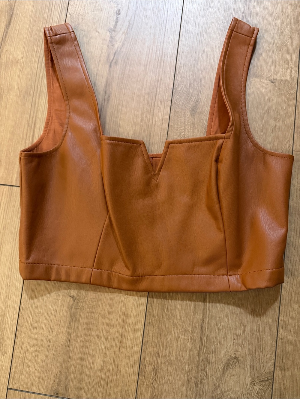 Anthropologie Maeve  Faux Leather Cognac vest size 10